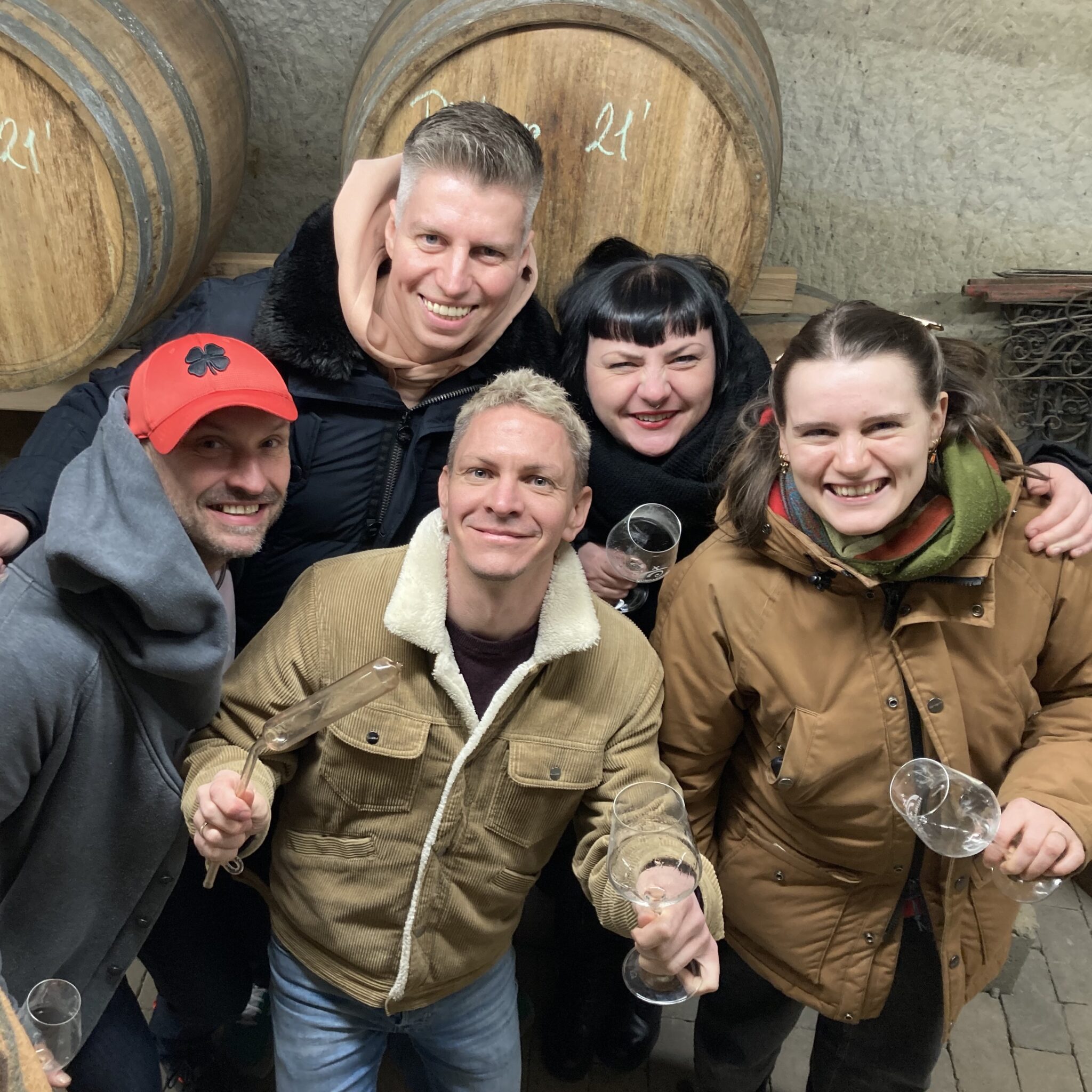Noble Rot Berlin wine bar team in a cellar