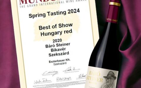 Eszterbauer Báró Steiner Bikavér 2020 Mundus Vini gold medal Hungary