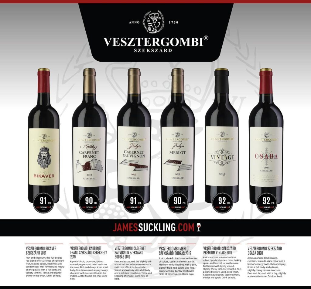 Vesztergombi wine scores by JamesSuckling.com 2024