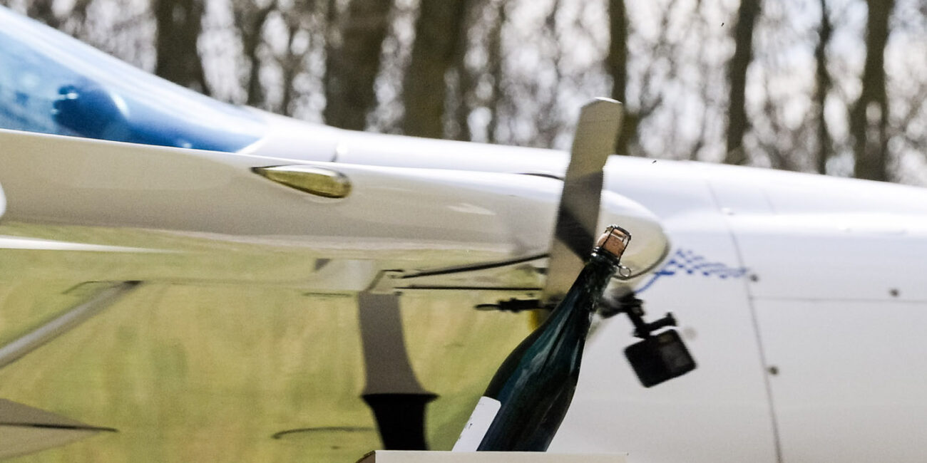 The world's first sabrage with a plane at Etyeki Kúria in Hungary