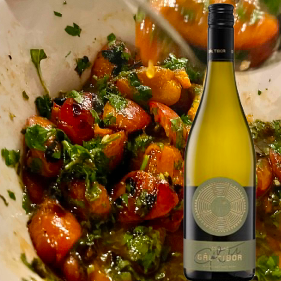 grilled apricot salad with Gál Tibor Egri Csillag
