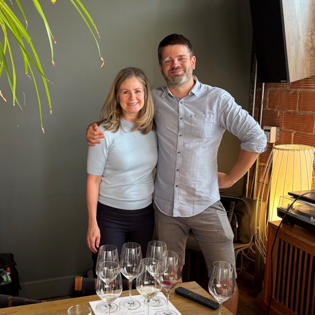 Máté Csanaky (Zsirai Winery) with Christina in Alberta